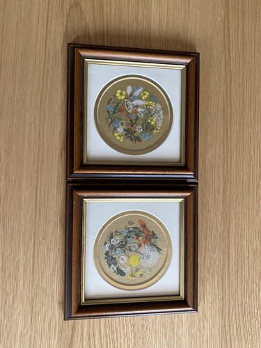 Pair gouache paintings m - gouache, by