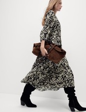 Marks & Spencer Womens Black Viscose Midi A line Dress - M&S