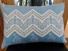 Kate Forman ' ELODIE'  Blue -  of  22 x 16” Cushion Cover. Zipped.  ONE ONLY