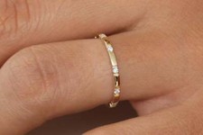 Diamond stacking ring gold ring 10 brilliant diamonds 0.10ct carat 14K 585 gold yellow gold