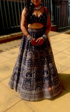 Designer Indian Wedding Lehenga Choli Navy Blue Indian Bridal Heavy Party Wear