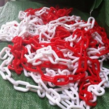 6mm x 5 METRES PLASTIC BARRIER CHAIN RED & WHITE SAFETY HAZARD WARNING GARDEN