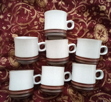 Denby Potters Wheel Coffee Mugs x 7. Rust