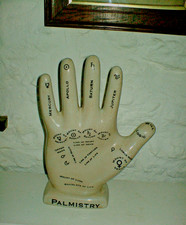 VTG  LARGE CERAMIC PALMISTRY HAND READING FORTUNE TELLING DECOR SCULPTURE