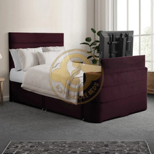 Jackson Hybrid TV Bed Frame with Storage – Burgundy Velvet King / UK