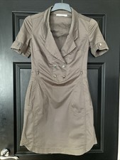 Vintage Y2K Karen Millen Khaki Green Safari Military Dress. Size 10