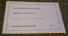 City Of Oxford Motor Services. Bus Timetable. 1971. JM.