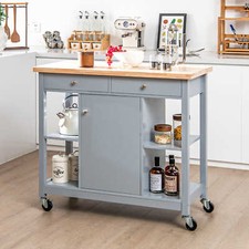 Serving Utility Trolley Cart Mobile Kitchen Storage Islands w/drawer Grey
