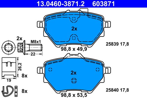 Ate 0460 3871 brake pad - ate, 13.0460-3871.2