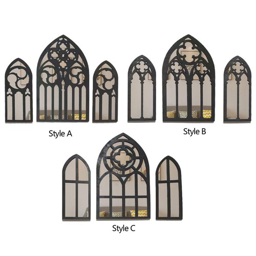 3pcs gothic mirrors - gothic, wall