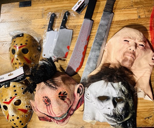Fancy dress latex masks swords - latex,