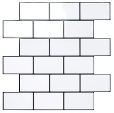 STICKGOO 10-Sheet Peel and Stick Backsplash White Subway Tile Stick on Backsp...
