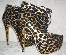 NEW SIZE 3 36 LEOPARD BLACK GOLD EXTREME HIGH HEEL SEXY BONDAGE FETISH SHOES