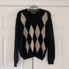 Galvin Green Argyle V Neck Sweater Jumper Large