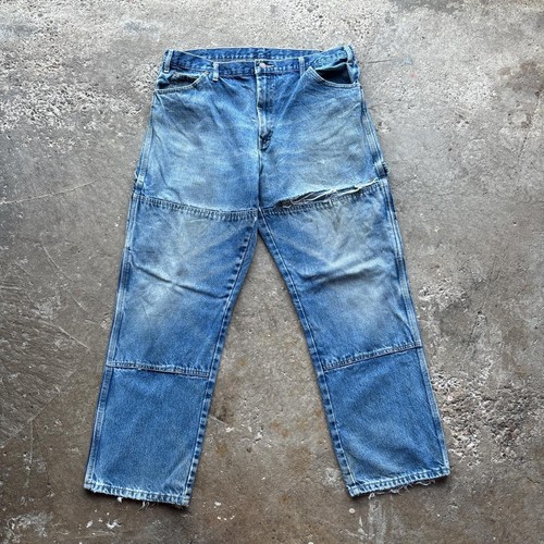 Distressed blue denim dickies - distressed,