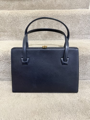 Vintage navy leather waldybag - vintage,