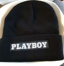 NEW Authentic PLAYBOY LOGO BEANIE Black NWOT
