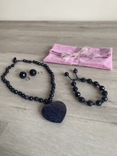 Lola Rose Blue Sandstone Set - Heart Necklace/Bracelet/Earrings - Immaculate 