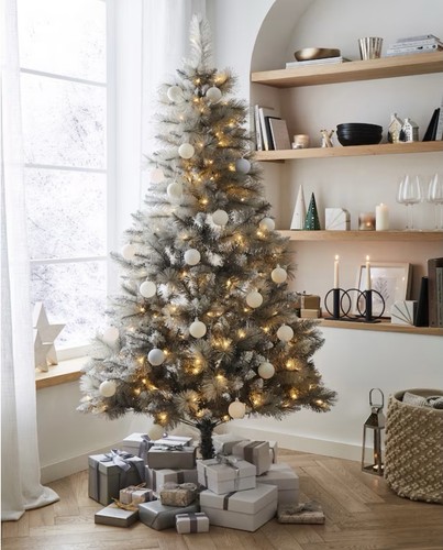 Pre lit grey glitter christmas - glitter,