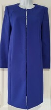 Womens Hobbs Cobalt Blue Knee Length Single Breasted Formal Work Coat 8 New.