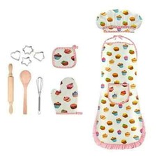 11pcs Kids Chef Apron Hat Set