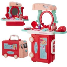 Kids Princess Bus Dressing Table Girls Beauty Make Up Vanity Set with Mirror Toy