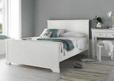 French Style White Wooden Sleigh Double & King Size Bed Frame By Time4Sleep