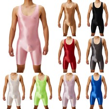 UK Men's Glossy Wrestling Singlets Leotard Bodysuit One Piece Swimwear Rompers