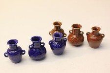 NEW Set of 3 x Dolls House Ceramic Vase Ornaments 1:12 Scale - Colour Choice