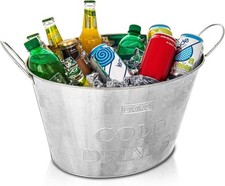 LIVIVO Galvanised Steel 24L Drinks Ice Cool Bucket with Handles