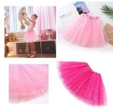 LADY KID Tutu Skirt 80's Fancy Dress Woman Girl Adult Hen Party(Pink Sparkling)