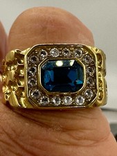 Mens Sapphire Ring Gold Nugget