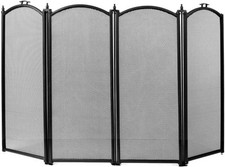 Fire Vida Stanton 4 Panel Spark Fire Guard, Metal, Black