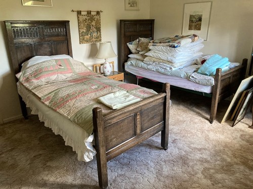 Pair antique oak single - of,