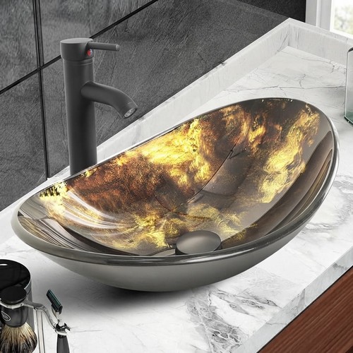 Toughened glass vessel sink - vessel,