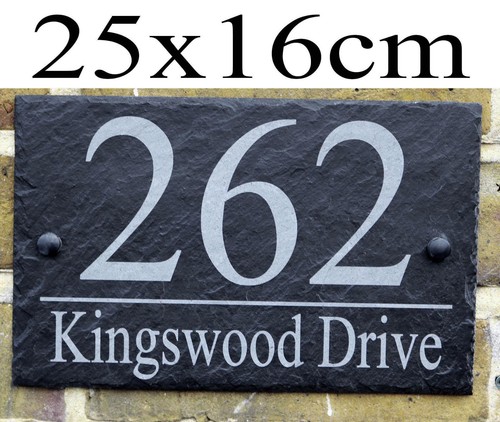 Rustic slate house gate sign - rustic,