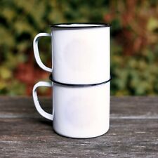 Set of 2 White Enamel Mugs