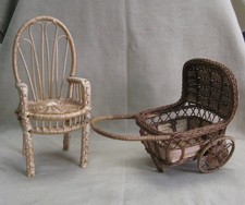 2 x vintage wicker dolls chair