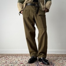 50s Military Vintage 1957 Dated Swedish Army Khaki Wool Battledress Trousers