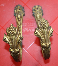 2 Antique French Gilded Curtain Tie Backs  Foundry Mark  Bronze