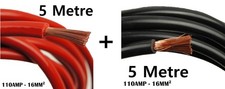 110 Amp 16mm² Battery Flex Cable Strap Live Earth Wire 5Mtr Black 5Mtre Red 110A