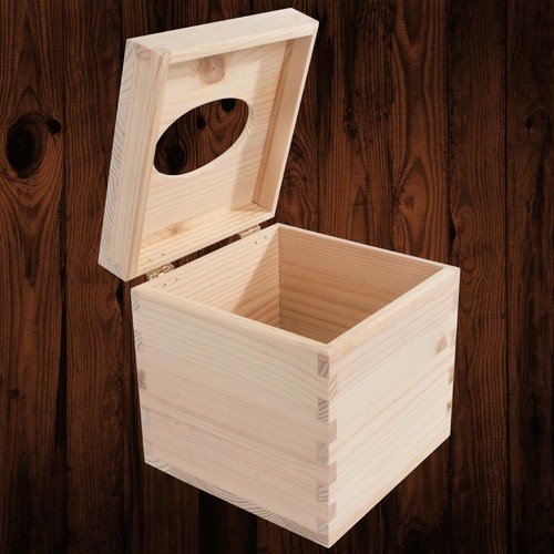 Square wooden tissue box with - box,
