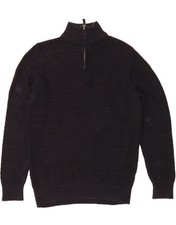 SUPERDRY Mens Zip Neck Jumper Sweater Medium Navy Blue Cotton DE11