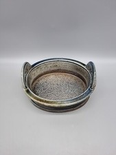 A Jane Hamlyn Twin Handle Studio Pottery Salt Glazed Oval Bowl.