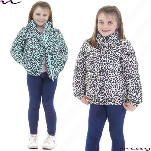 New girls short leopard - short, puffer