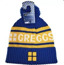 GREGGS BLUE YELLOW BOBBLE HAT KNITTED ONE SIZE UNISEX BRAND NEW LIMITED EDITION
