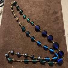 Bright Blue/Green beads With Metal Accent. Costume. Never Worn.
