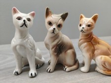 3 Ceramic Small Cat Figurines