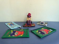 VINTAGE 1979 PADDINGTON BEAR SPARBANKEN PLASTIC MONEY BOX AND 5 X PENCIL CASES