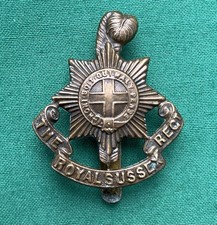 WW1 The Royal Sussex Regiment 1916 "Economy" Genuine British Military Cap Badge
